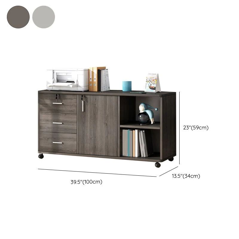 Classeur moderne avec cadre en bois, classeur de stockage avec serrure pour le bureau Clearhalo