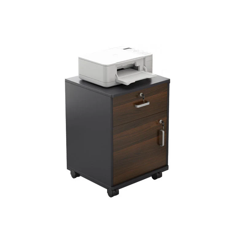 Classeur moderne avec serrure en bois, classeur de rangement avec roulettes Clearhalo