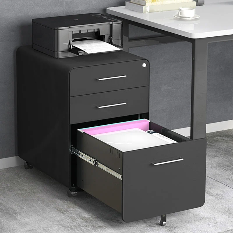 Classeur moderne en métal à 3 tiroirs verrouillables avec roulettes pour le bureau à domicile Clearhalo