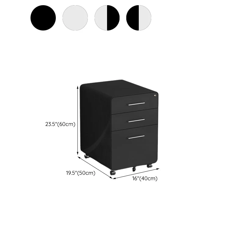 Classeur moderne en métal à 3 tiroirs verrouillables avec roulettes pour le bureau à domicile Clearhalo
