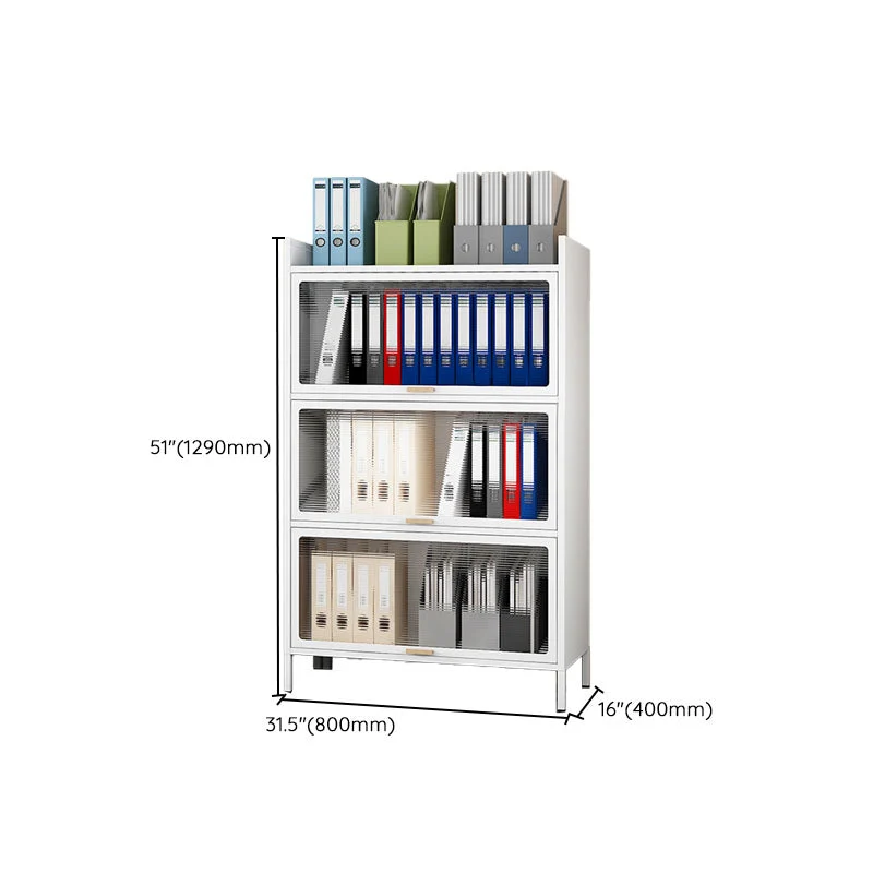 Classeur moderne en verre blanc avec rangement à serrure pour la maison et le bureau Clearhalo