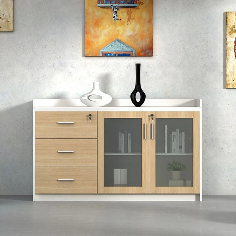 Classeur nordique moderne en bois avec tiroirs à panneaux contrastés Clearhalo