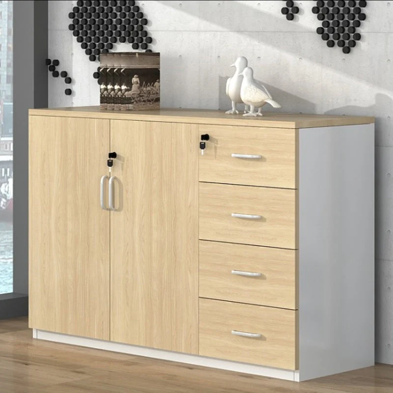 Classeur de rangement nordique, cadre en bois, classeur verrouillable Clearhalo