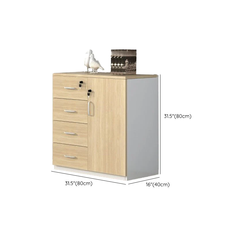 Classeur de rangement nordique, cadre en bois, classeur verrouillable Clearhalo