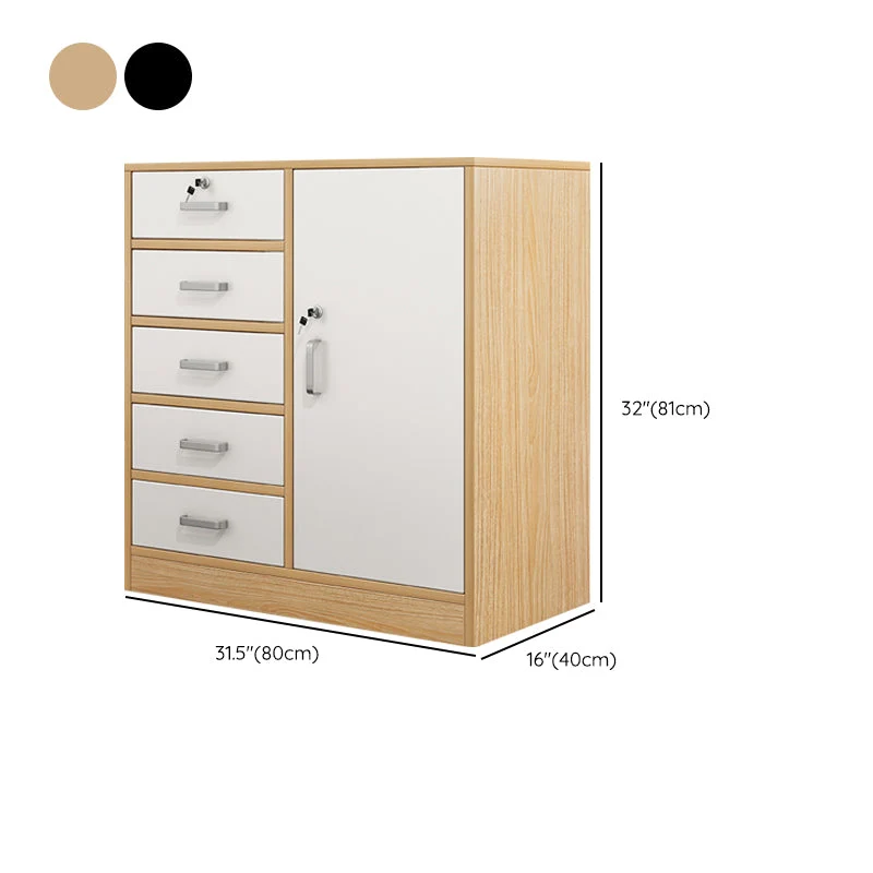 Classeur de Style nordique, tiroirs en bloc de couleur, classeur en bois pour le bureau et la maison Clearhalo