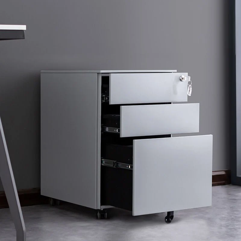 Classeur à tiroirs verrouillables en métal moderne avec roulettes Clearhalo