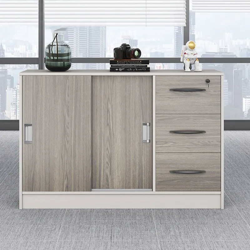 Classeur à verrouillage moderne en bois avec étagères de rangement Clearhalo