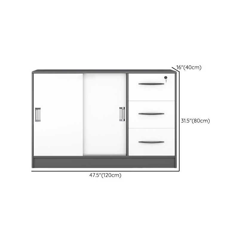 Classeur à verrouillage moderne en bois à panneau contrasté pour le bureau à domicile Clearhalo