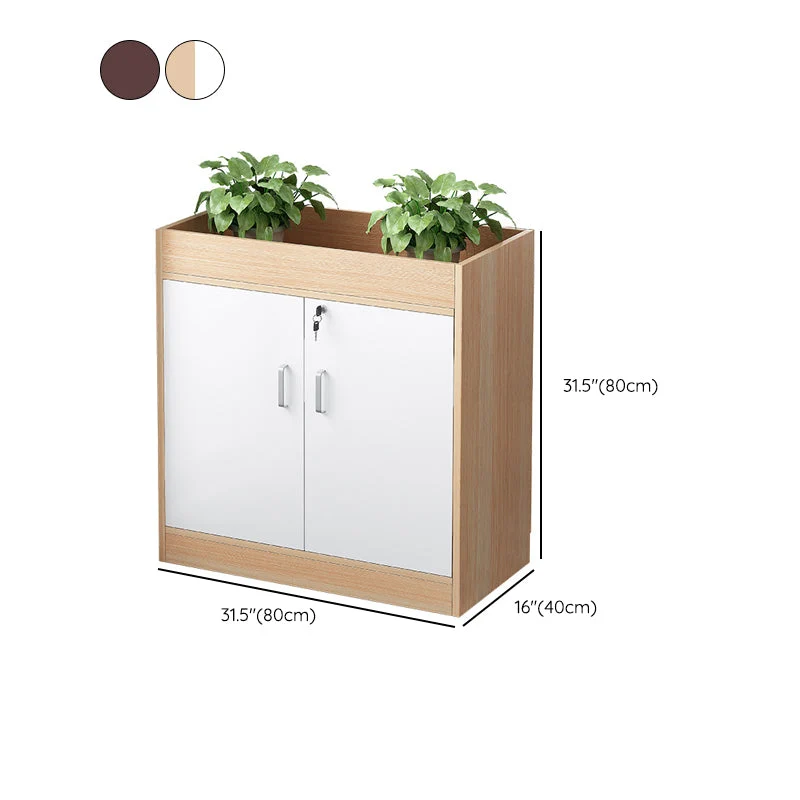 Classeur vertical en bois, étagères de rangement modernes, classeur avec serrure Clearhalo