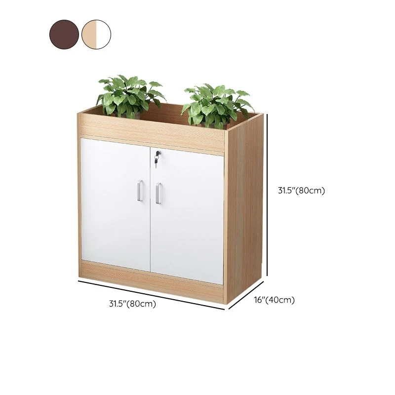 Classeur vertical en bois, étagères de rangement modernes, classeur avec serrure Clearhalo