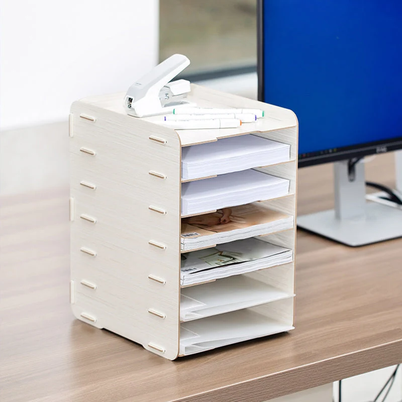Classeur vertical contemporain classeur de stockage à cadre en bois Clearhalo