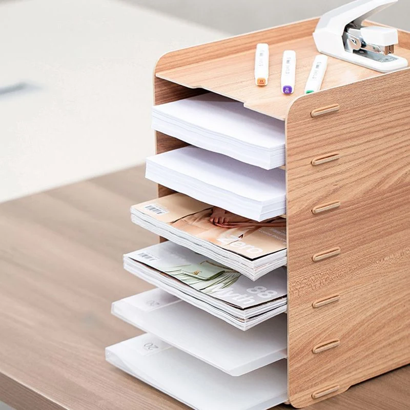 Classeur vertical contemporain classeur de stockage à cadre en bois Clearhalo