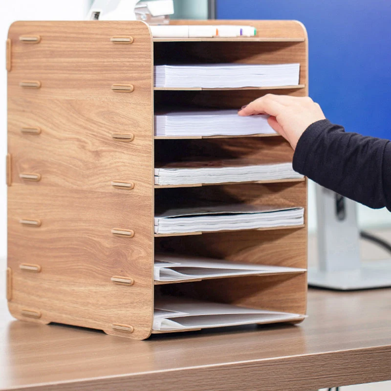 Classeur vertical contemporain classeur de stockage à cadre en bois Clearhalo