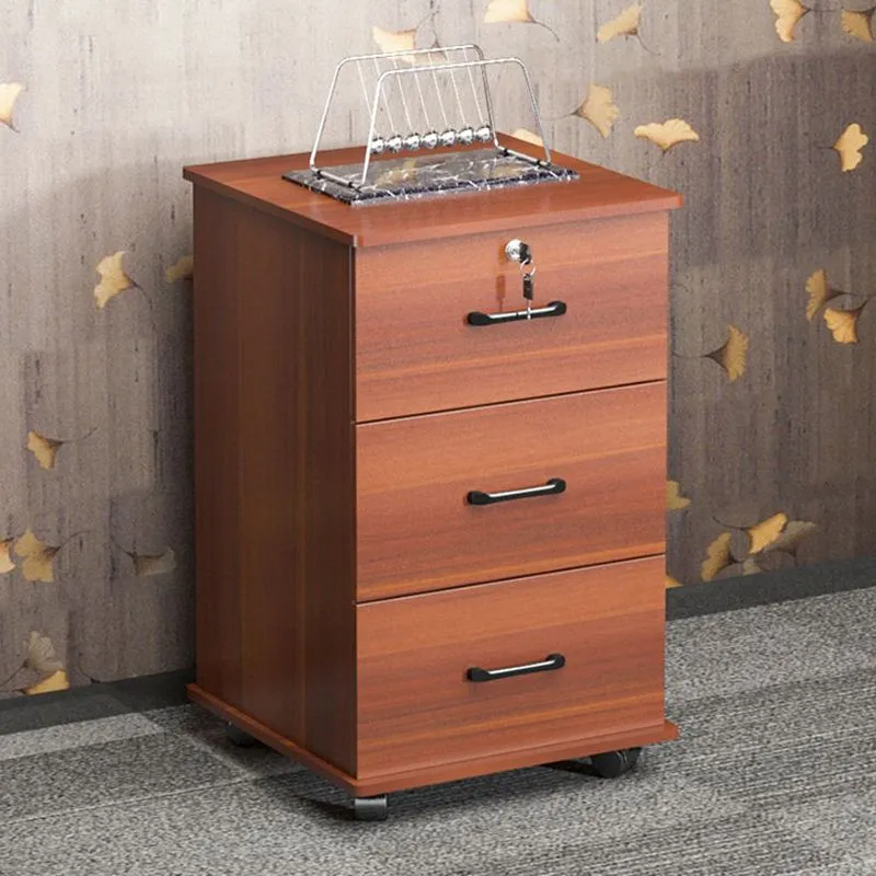Classeur vertical de style moderne, meuble de rangement verrouillable en bois avec roulettes Clearhalo
