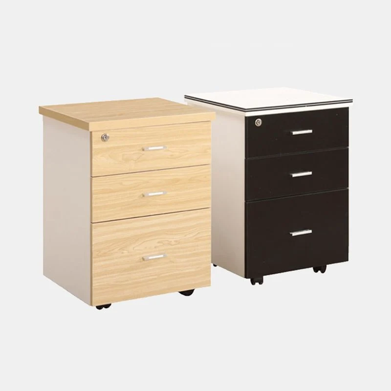 Classeurs contemporains à cadre en bois massif, classeur mobile avec serrure à clé Clearhalo