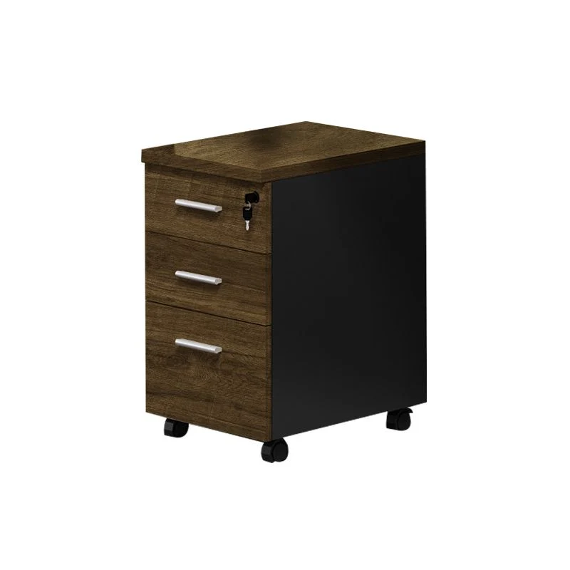 Classeurs contemporains à cadre en bois massif, classeur mobile avec serrure à clé Clearhalo