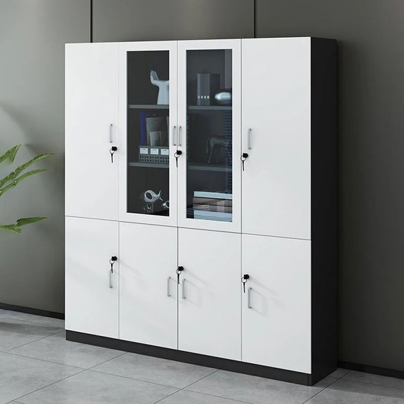 Classeurs contemporains cadre en bois massif porte en verre classeur vertical bureau Clearhalo