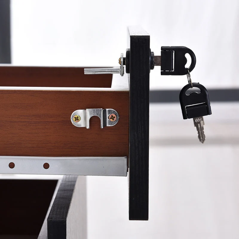 Classeurs contemporains cadre en bois massif serrure à clé classeur mobile avec roues Clearhalo