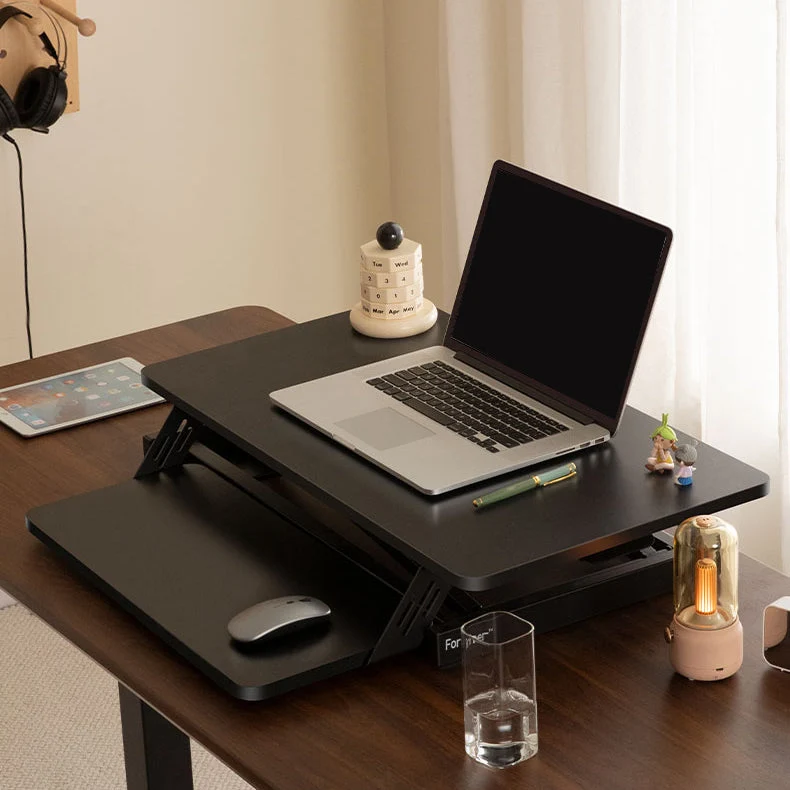 Convertisseur de bureau debout de bureau de table d'ordinateur portable moderne avec plateau de clavier Clearhalo