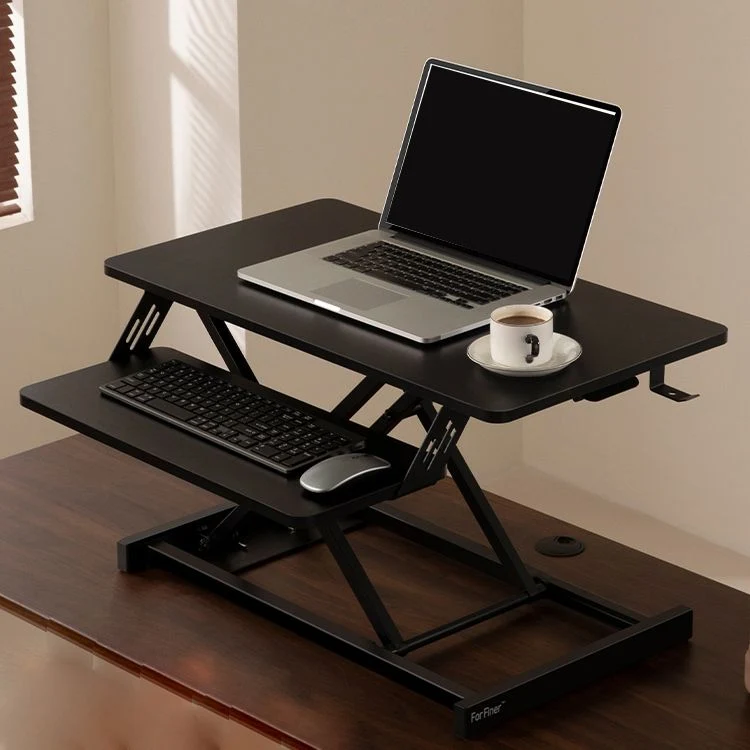 Convertisseur de bureau debout de bureau de table d'ordinateur portable moderne avec plateau de clavier Clearhalo