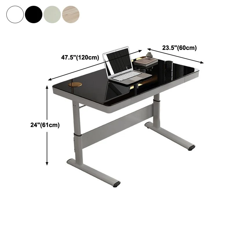 Convertisseur de bureau debout contemporain, Base en métal blanc, bureau pour bureau Clearhalo