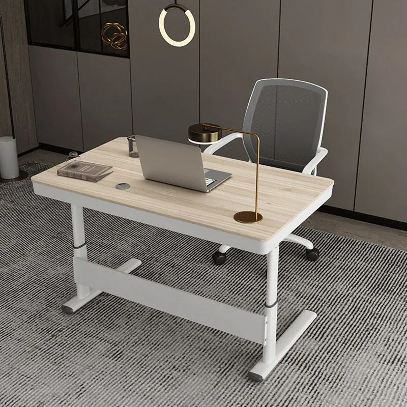 Convertisseur de bureau debout contemporain, Base en métal blanc, bureau pour bureau Clearhalo