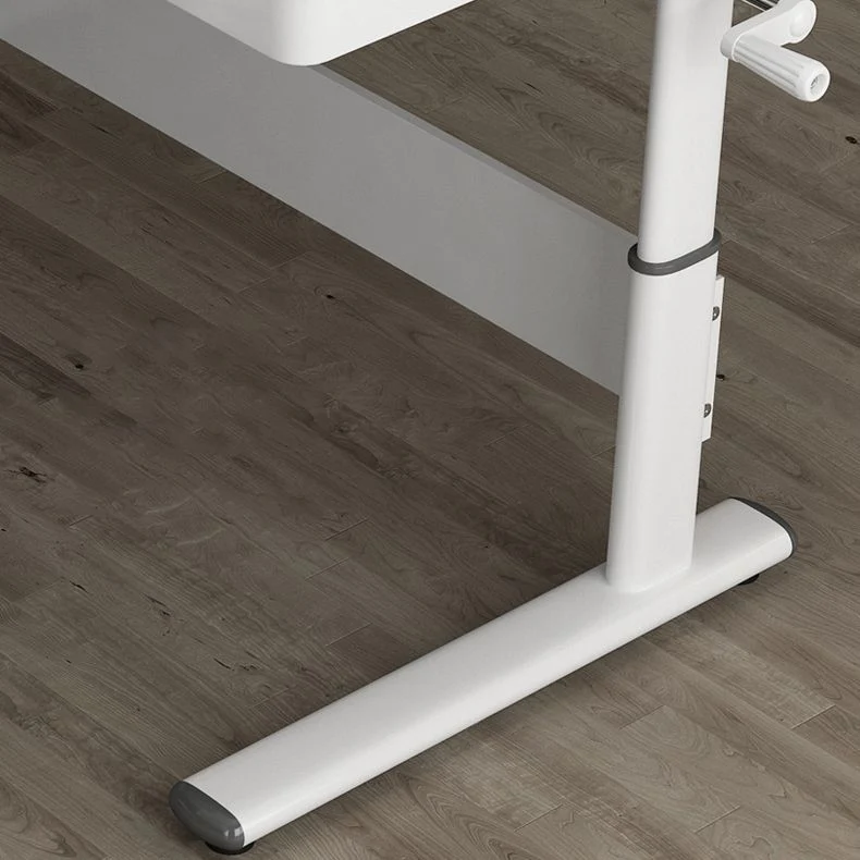 Convertisseur de bureau debout contemporain, Base en métal blanc, bureau pour bureau Clearhalo
