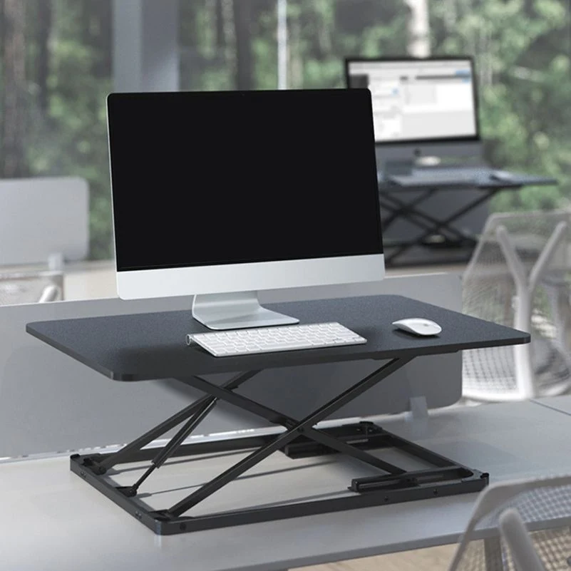Convertisseur de bureau debout de forme rectangulaire en bois en blanc/noir Clearhalo