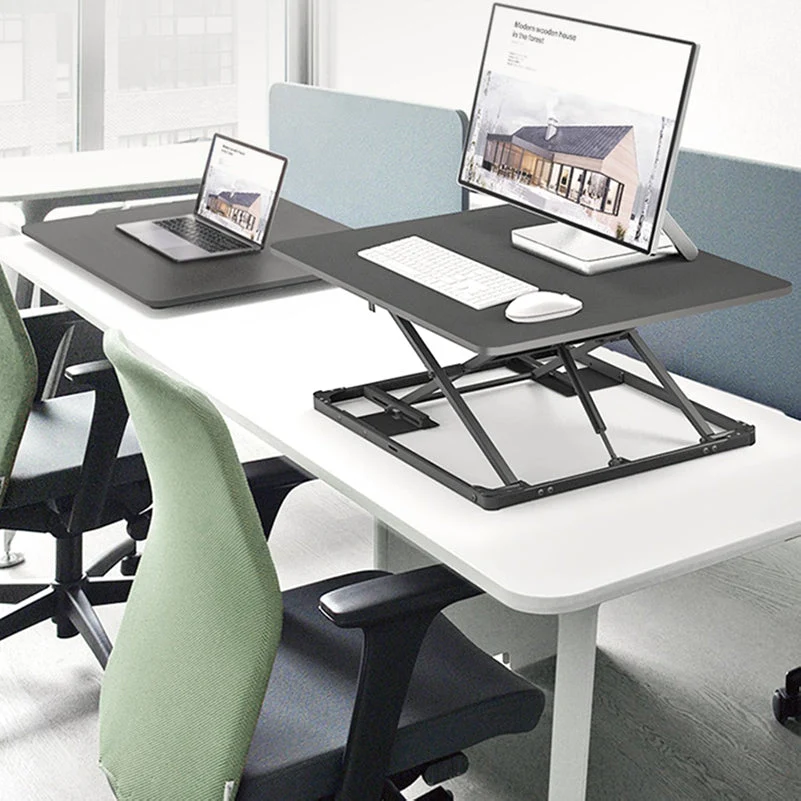 Convertisseur de bureau debout de forme rectangulaire en bois en blanc/noir Clearhalo