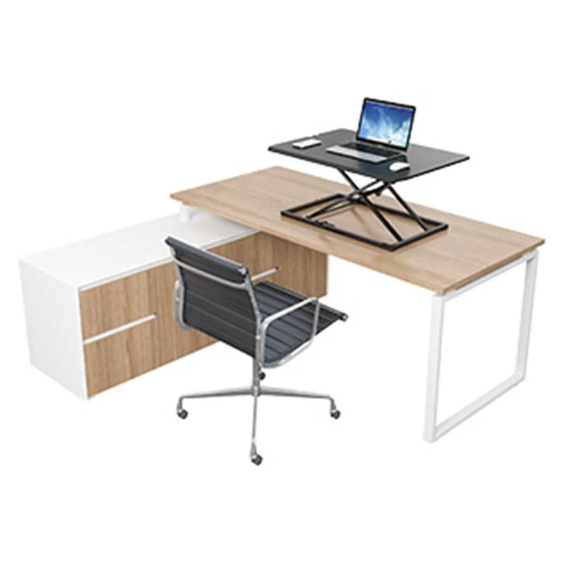 Convertisseur de bureau debout de forme rectangulaire contemporain noir/blanc pour le bureau Clearhalo