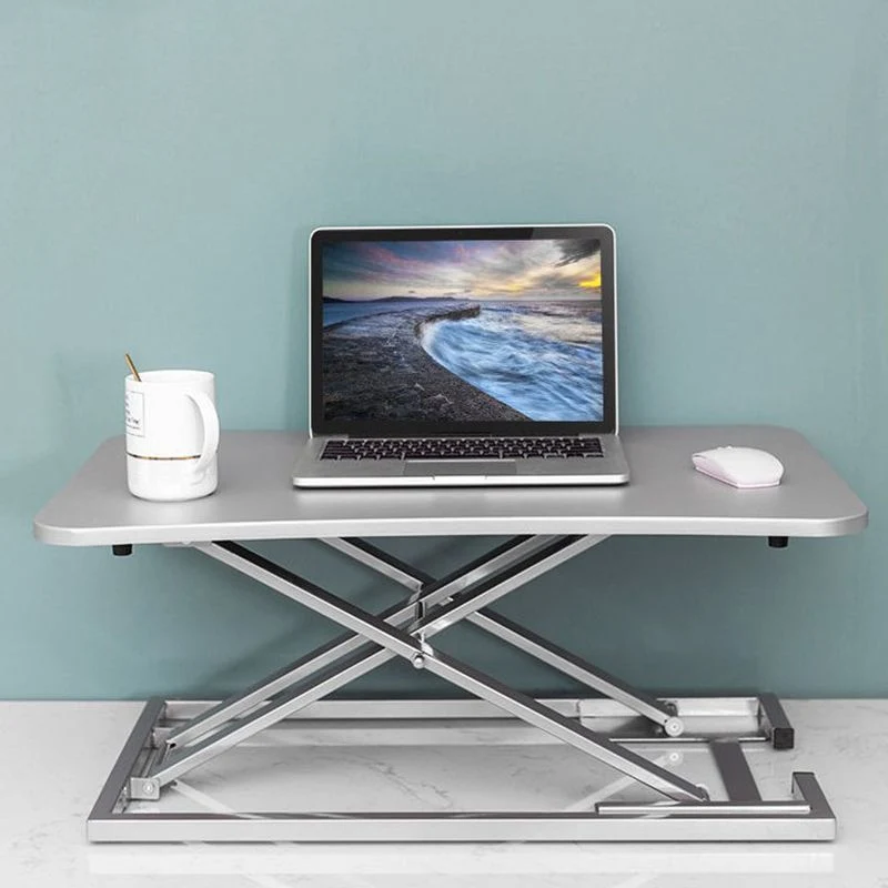 Convertisseur de bureau debout pliant de forme rectangulaire en bois avec base en métal Clearhalo