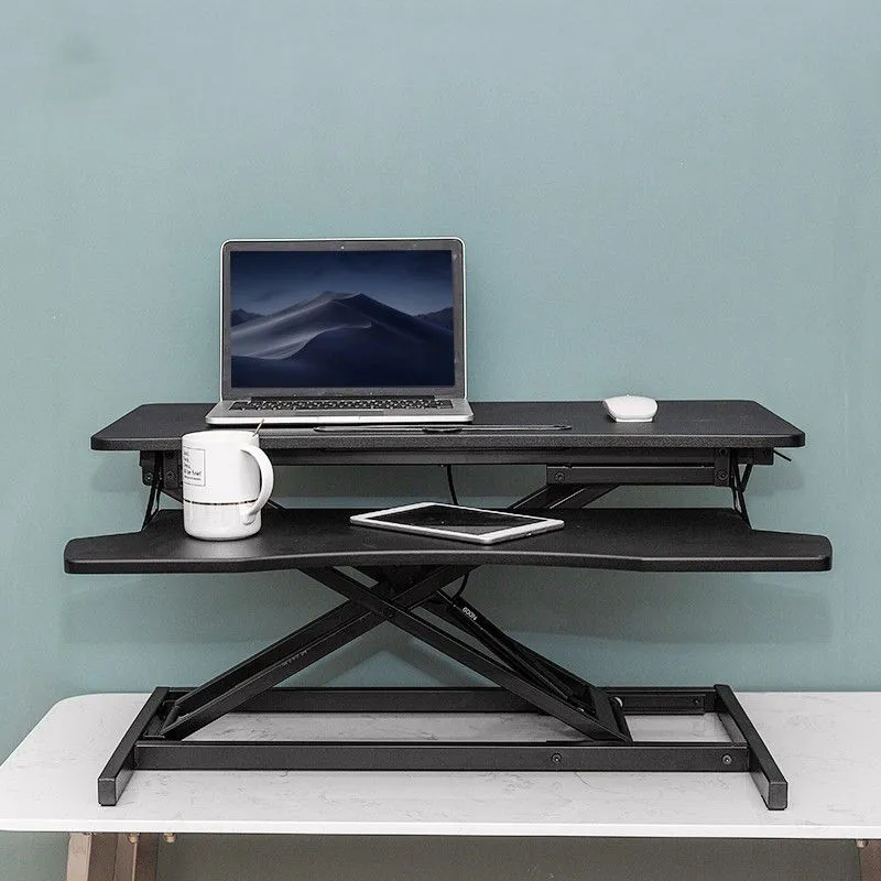 Convertisseur de bureau debout pliant de forme rectangulaire en bois avec base en métal Clearhalo