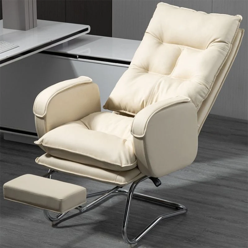 Cuir sans bras moderne de chaise de bureau aucune chaise de bureau ergonomique pénible sans roues Clearhalo
