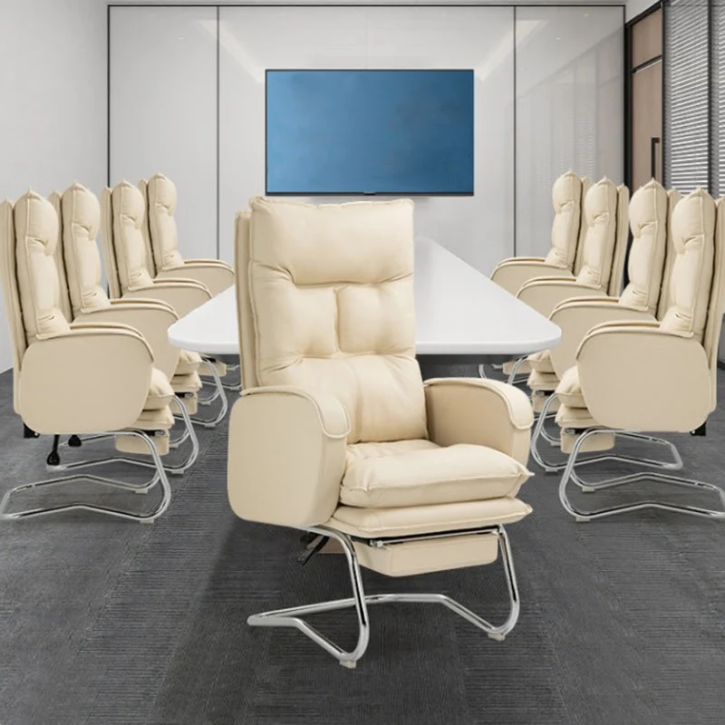 Cuir sans bras moderne de chaise de bureau aucune chaise de bureau ergonomique pénible sans roues Clearhalo