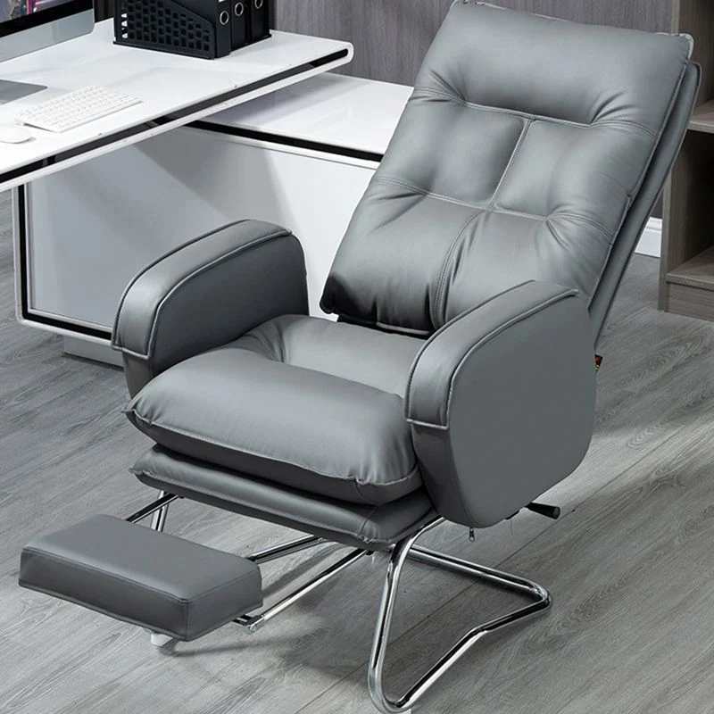 Cuir sans bras moderne de chaise de bureau aucune chaise de bureau ergonomique pénible sans roues Clearhalo