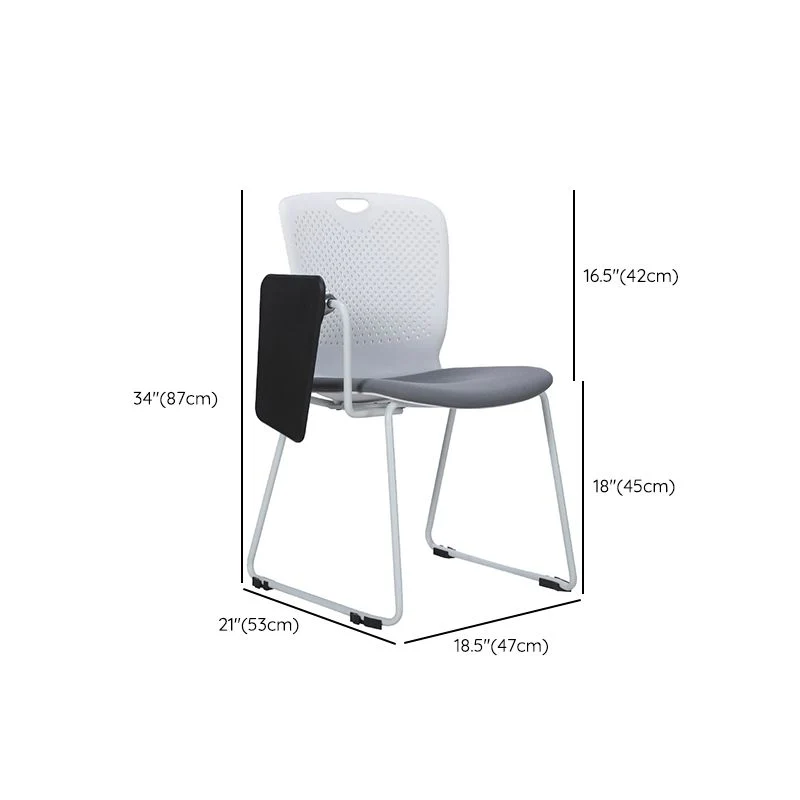 Mi dossier en plastique sans bras contemporain de chaise de bureau aucune chaise de conférence de roues Clearhalo