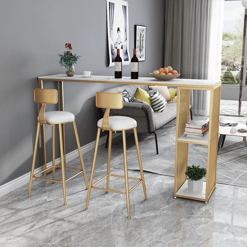 Ensemble de bar et bistro moderne, table de bar rectangulaire en pierre avec tabourets rembourrés, 1/2/3 pièces Clearhalo