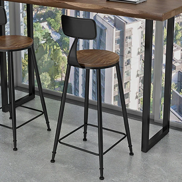Ensemble de bar rectangulaire contemporain 1/3 pièces, table de comptoir en bois massif avec tabourets en métal Clearhalo