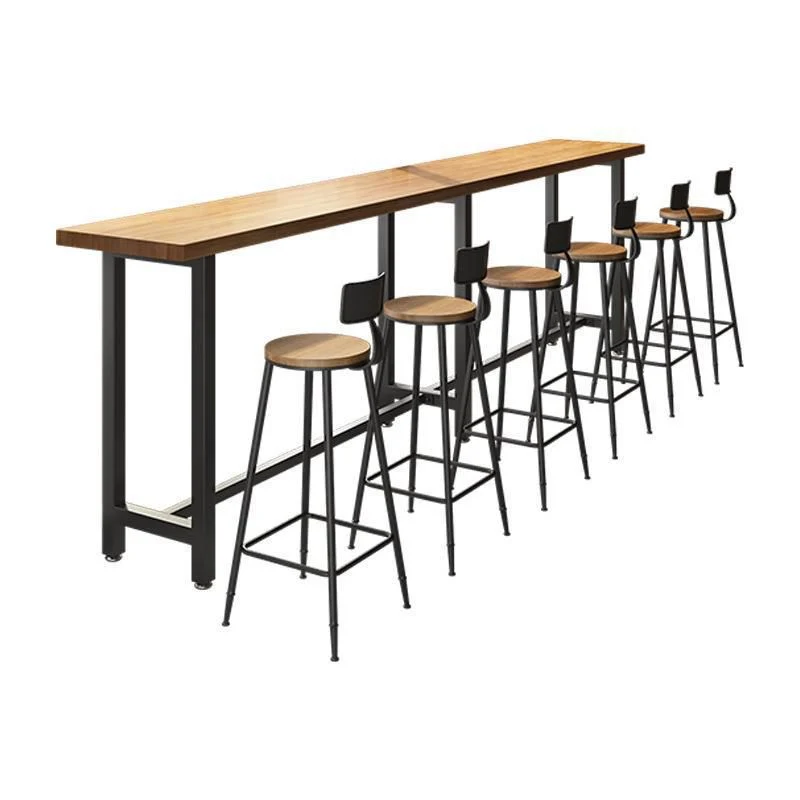 Ensemble de bar de style industriel, ensemble de salle à manger de pub rectangulaire en bois massif, 1/7 pièces Clearhalo
