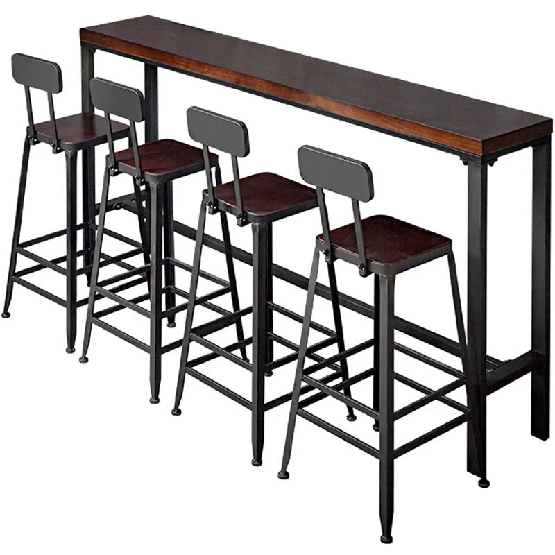 Ensemble de Bar de Style industriel, 1/5 pièces, ensemble de salle à manger rectangulaire en bois massif pour l'intérieur...