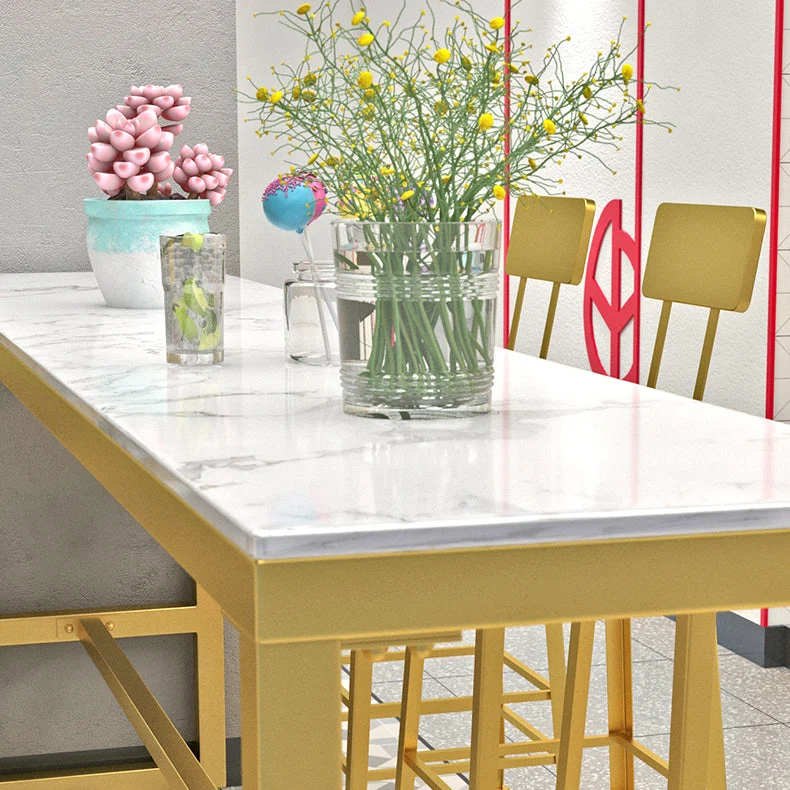 Ensemble de bistro rectangulaire de style Glam, ensemble de table de bar en faux marbre, 1/5/9 pièces Clearhalo