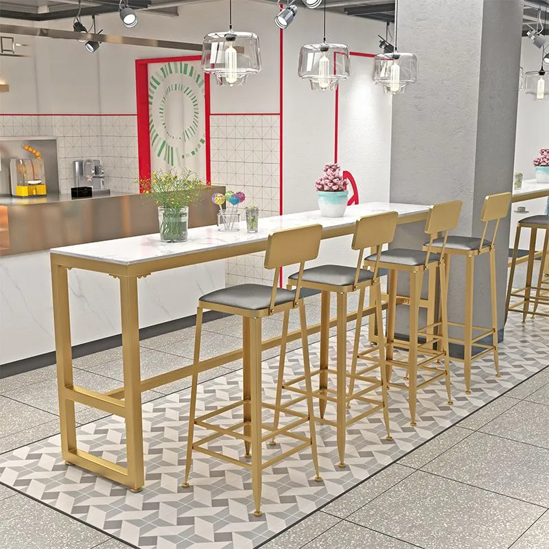Ensemble de bistro rectangulaire de style Glam, ensemble de table de bar en faux marbre, 1/5/9 pièces Clearhalo