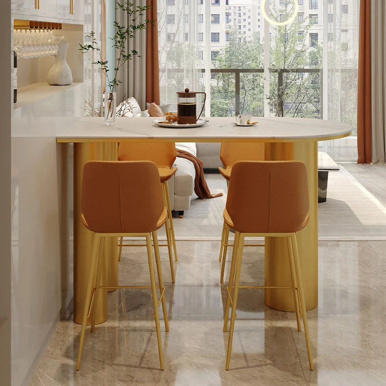 Ensemble de comptoir en pierre blanche, tabouret de Bar et Table d'intérieur modernes, 1/2/5 pièces Clearhalo