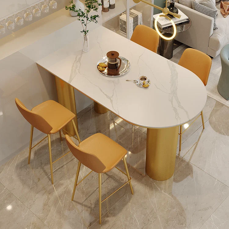Ensemble de comptoir en pierre blanche, tabouret de Bar et Table d'intérieur modernes, 1/2/5 pièces Clearhalo