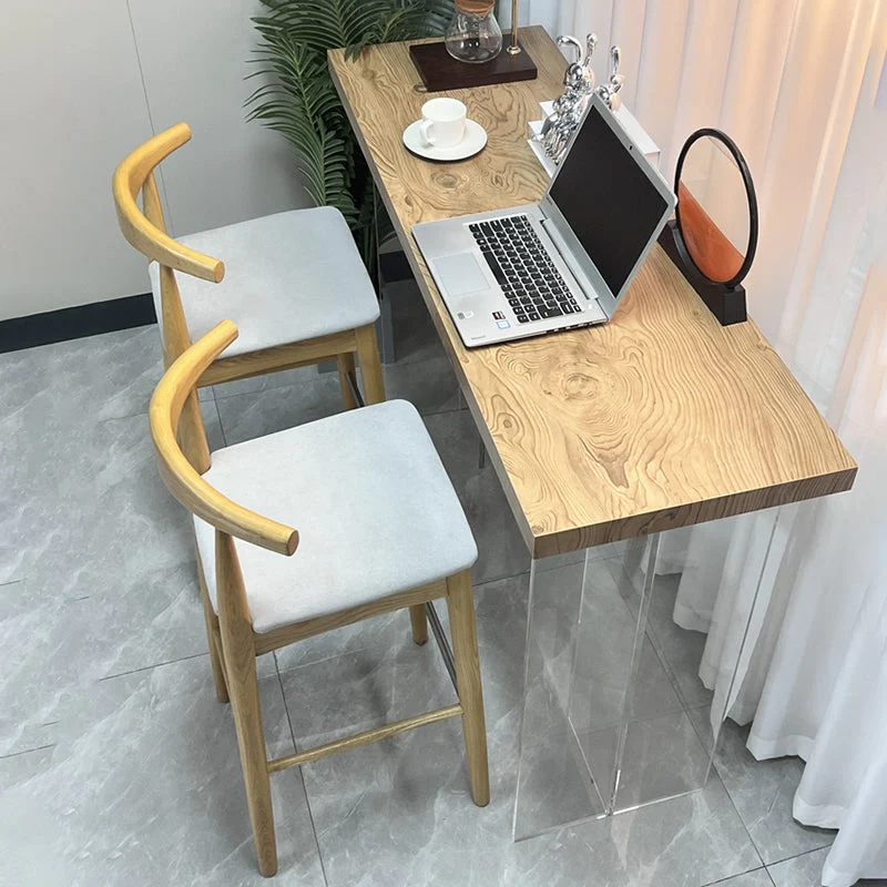 Ensemble de pub rectangulaire à hauteur de comptoir, 1/2/3 pièces, table de bar moderne et tabourets en bois massif Clearhalo