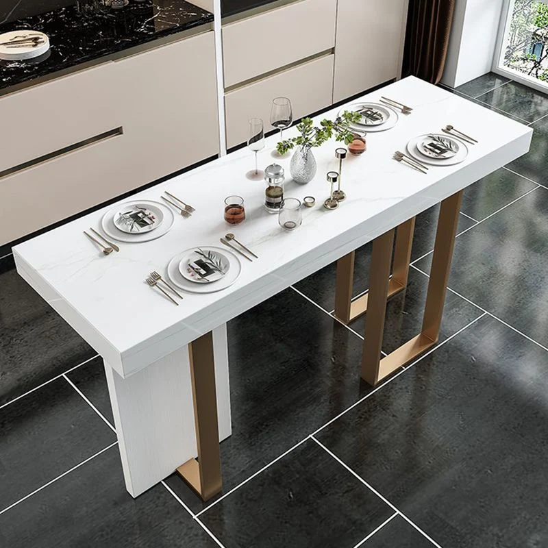 Ensemble de pub rectangulaire de style contemporain, 1/5 pièces, ensemble de salle à manger de pub en faux marbre Clearhalo