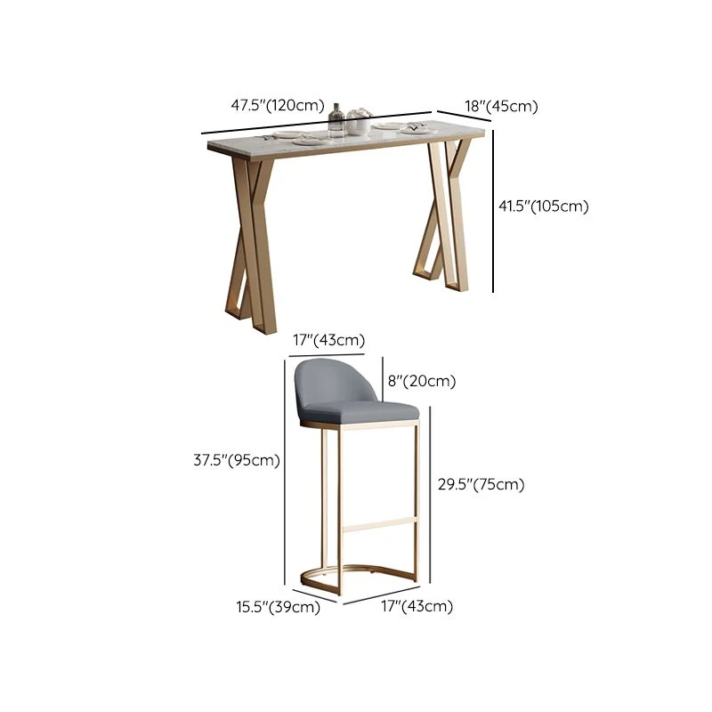 Ensemble de salle à manger de pub 1/3/5 pièces, tabouret de bar et table en faux marbre Clearhalo