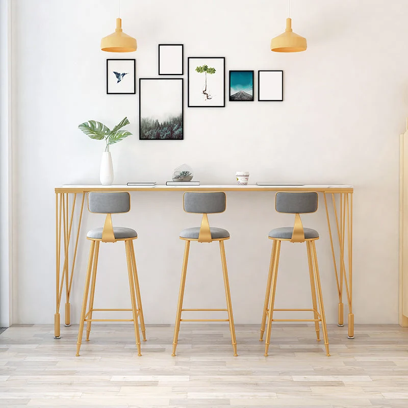 Ensemble de salle à manger de pub 1/4/7 pièces, tabouret de bar et table modernes en faux marbre Clearhalo