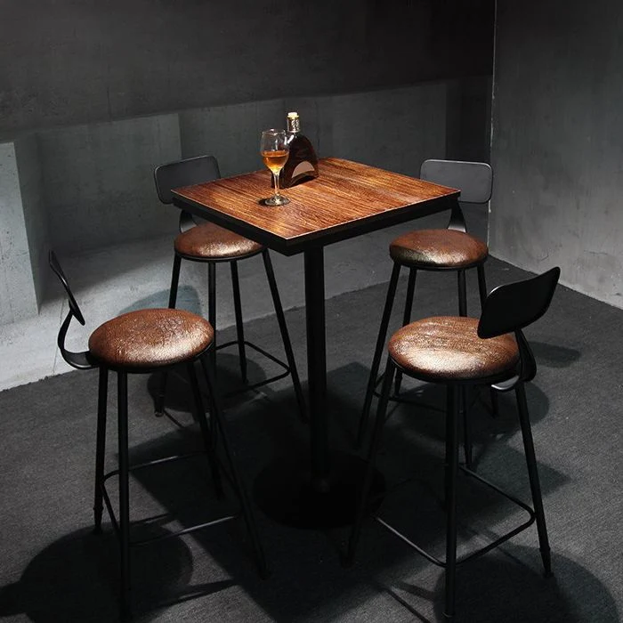 Ensemble de salle à manger de pub en bois industriel, table de comptoir 1/3/5 pièces avec tabourets rembourrés Clearhalo