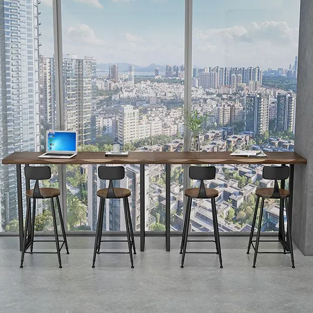Ensemble de table de bar en bois de style moderne 1/2/3 pièces Table de bar rectangulaire avec pieds en métal Clearhalo